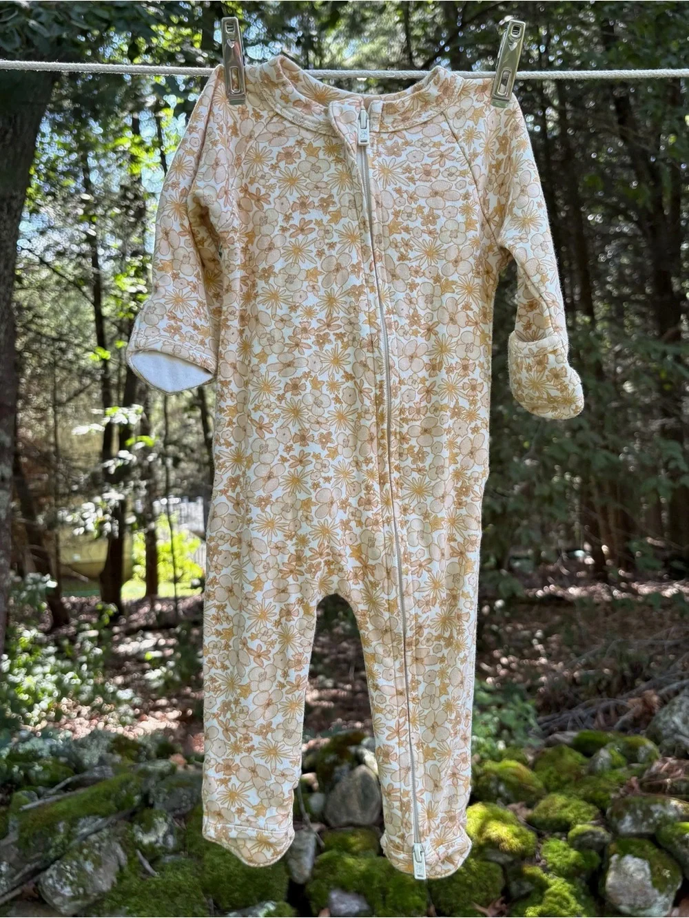 Goumi Baby Floral Zip One-Piece Footie Pajamas 0-3 months